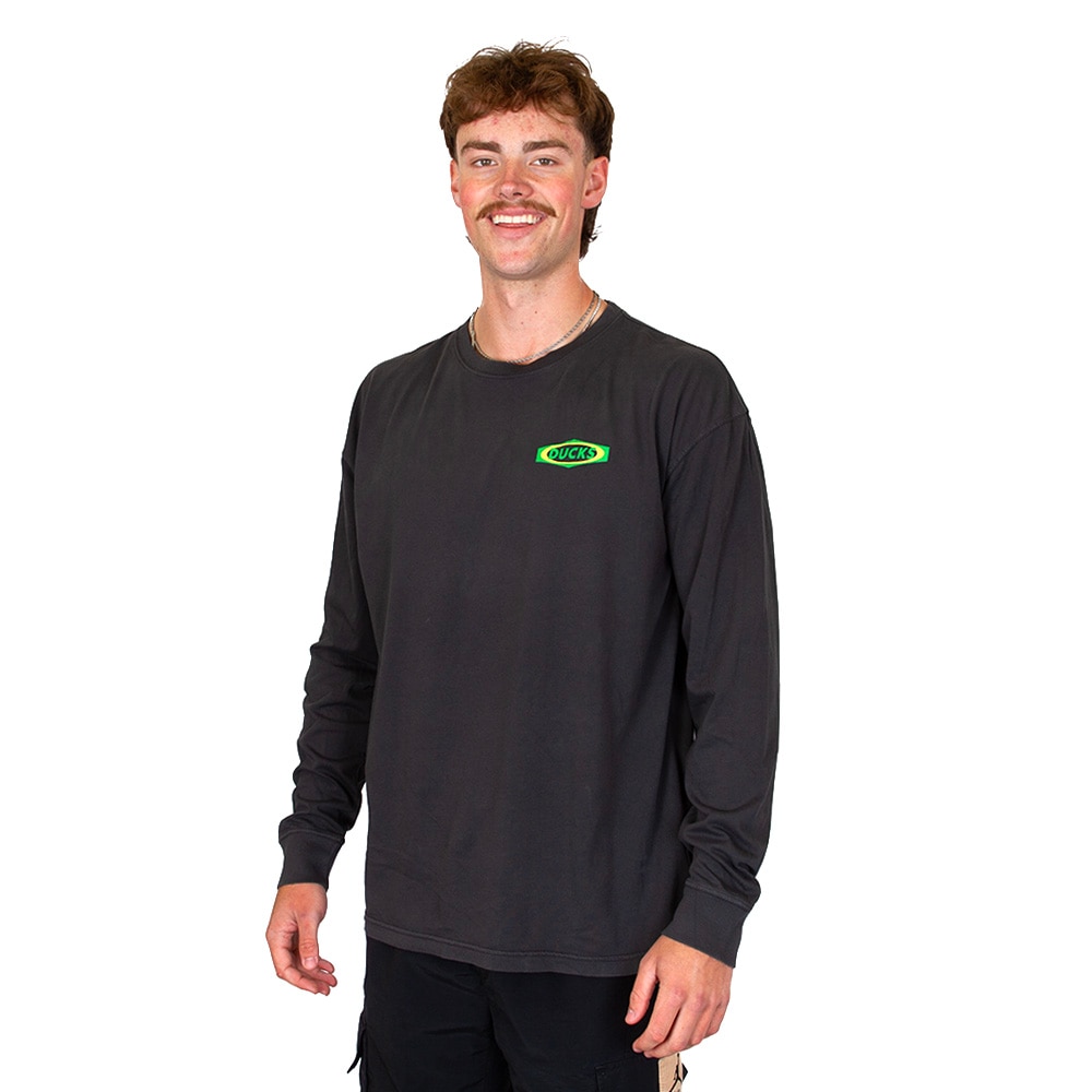 Interlocking UO, Black, Long Sleeve, Cotton Blend, Men, Unisex, Uscape, T-Shirt, 958420